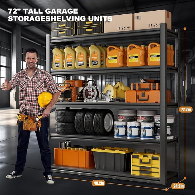 48.2" W Garage Shelving 3000LBS Storage Shelf Heavy Duty Garage Storage Shelves - Image 3