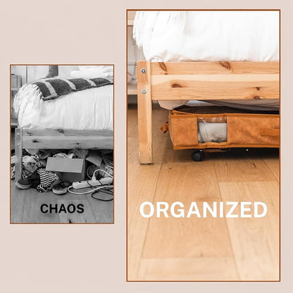 Premium Under Bed Storage with Wheels, Low Profile Rolling Storage Box in Vegan - Image 6