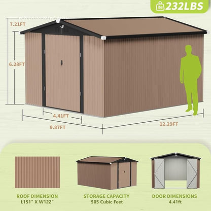 Metal Storage Shed, 10x12 Outdoor Storage Building, Large Backyard Sheds - Image 2