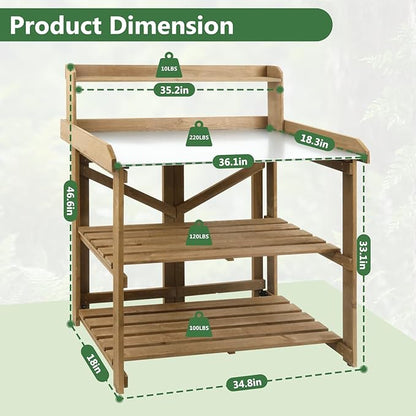Garden Potting Bench Table Wooden Horticulture Outdoor Planting Work Bench - Image 3