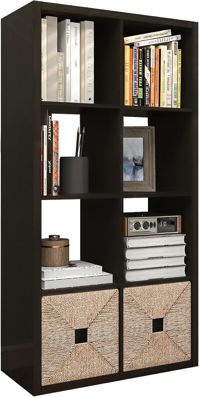 CTESNE【2026 Wooden Thick Frame 8 Cube Storage Organizer Shelf by CTESNE