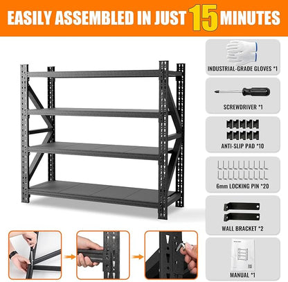 5000LBS 4 Tier Garage Storage Shelves, Heavy Duty Adjustable Storage Rack - Image 6