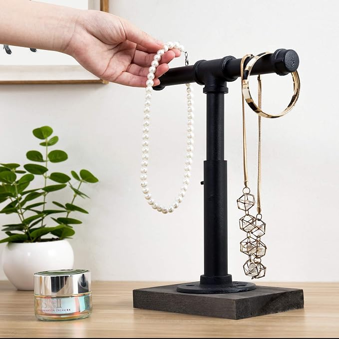 MyGift Adjustable Height Industrial Pipe Organizer Stand - Image 4