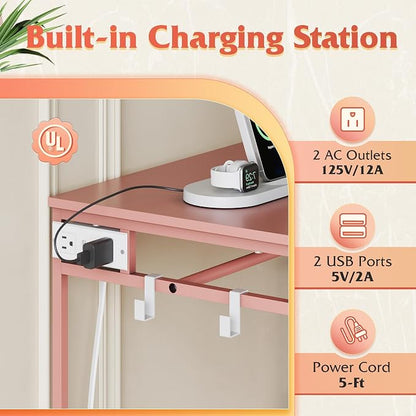WLIVE Pink Dresser with Hanging Rack - Image 5