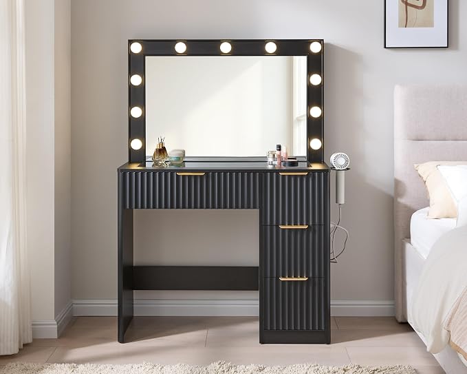AMERLIFE 36.2" Fluted Vanity Desk - Image 2