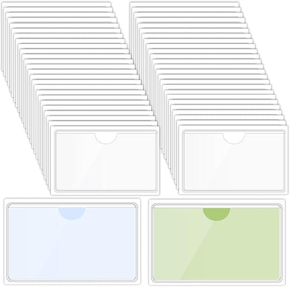 100 Packs Adhesive Label Storage Bin Pockets Clear Plastic Index Card Pockets by Ysglory