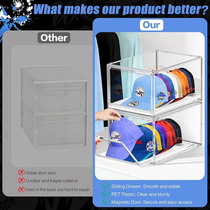 Hat Organizer for Baseball Caps, Large Clear Hats Holder Box Hat Storage - Image 7