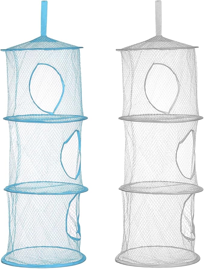 uxcell 2Pcs Mesh Hanging Storage Basket, Light Blue by uxcell