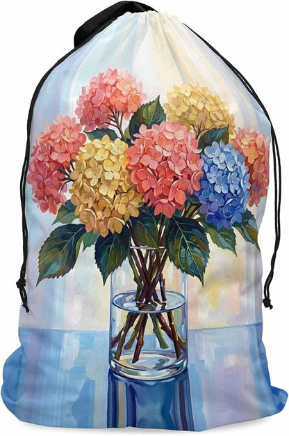 Floral XL Laundry Bag Hydrangeas Flower in Bottle Spring Summer Machine - Image 9