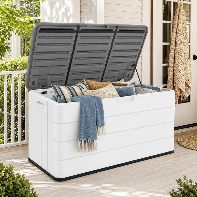 ADDOK 110 Gallon Outdoor Storage Box, Waterproof HDPE Resin Deck Box, Lockable by ADDOK