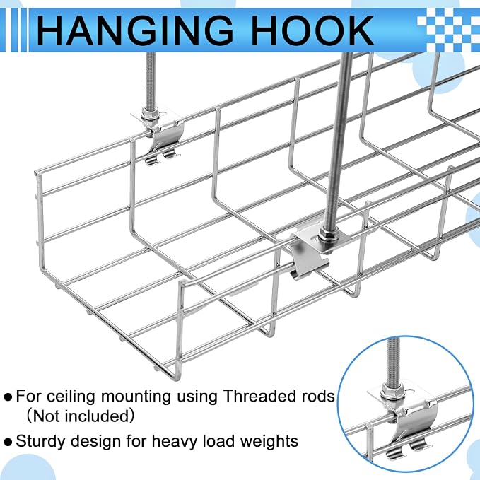 20 Pcs Wire Mesh Cable Tray Ceiling Hanging Hook, Basket Tray Ceiling Support - Image 4