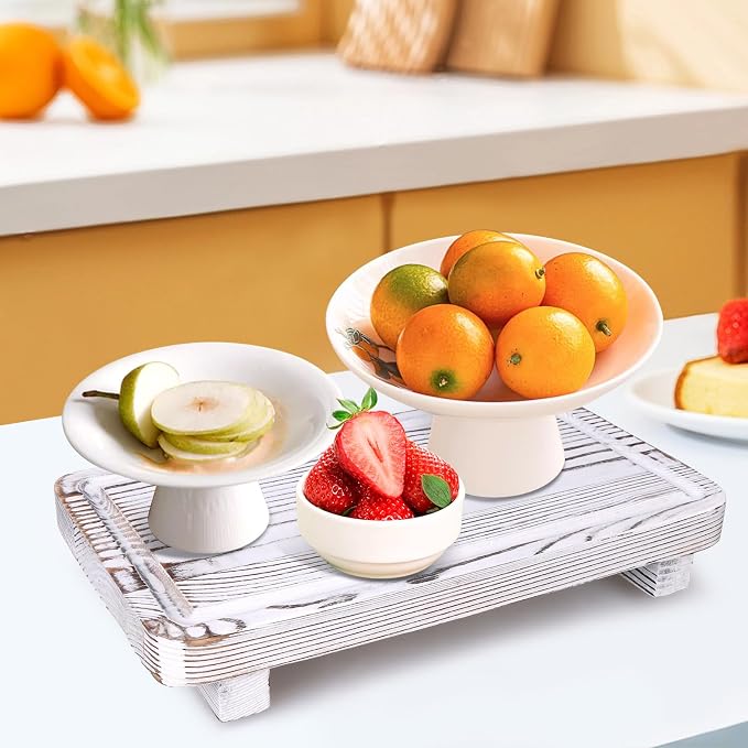 Rustic White Bathroom Counter Tray Kitchen Countertop Trays Decorative Wood - Image 7