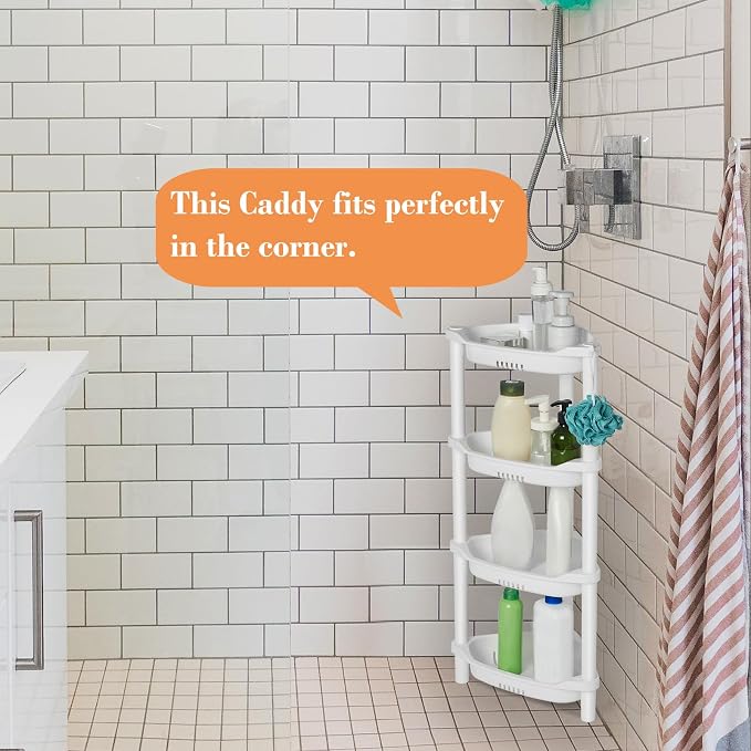 ELYKEN Corner Shower Caddy Standing, 4 Tier Plastic Shower Organizer - Image 3