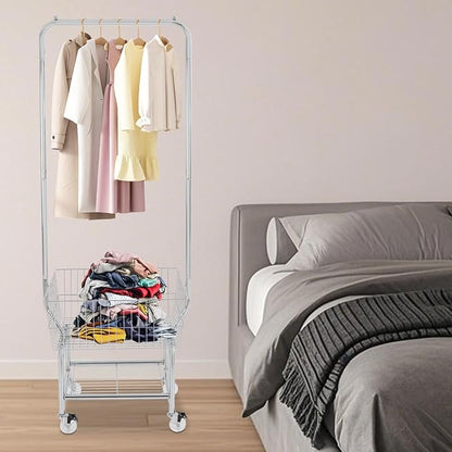 Laundry Cart, Steel Wire Laundry Cart, Laundry Basket - Image 3
