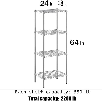 18" Deep x 24" Wide x 64" Height Wire Shelving Kit | 4-Tier | NSF Commercial - Image 3