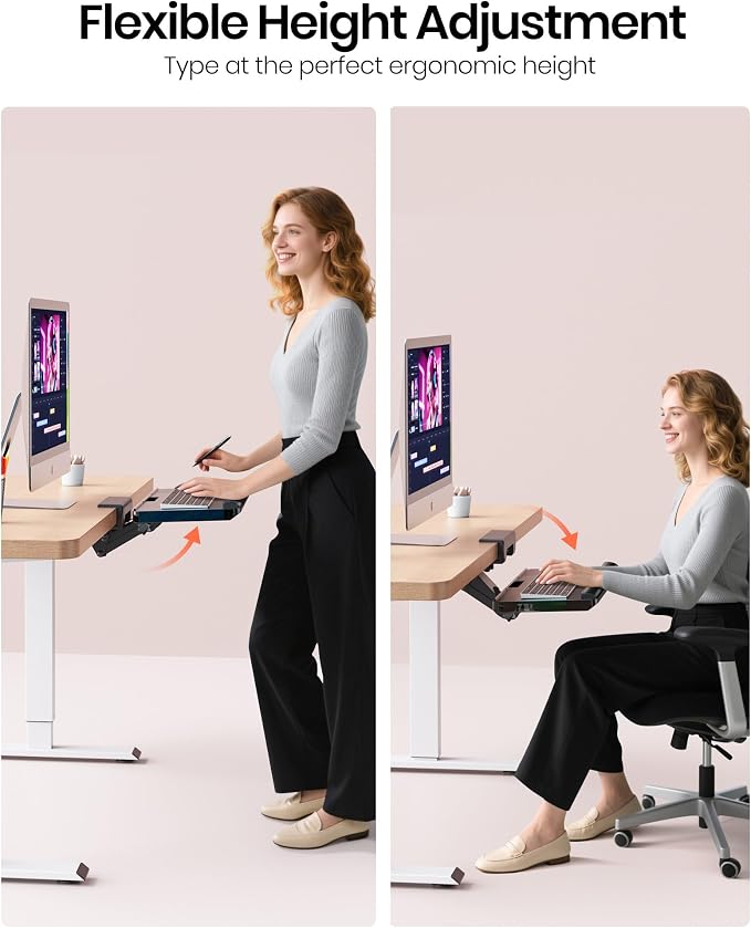 Klearlook Upgraded Ergonomic Keyboard Tray Under Desk, Adjustable Sliding - Image 3