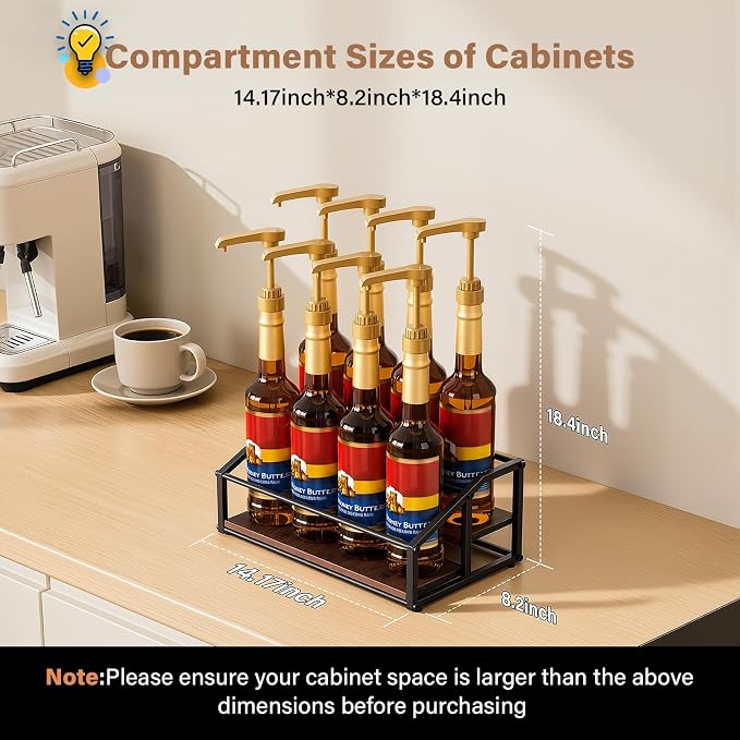 Coffee Syrup Organizer Rack, Liquor Bottle Display Shelf, 2 Tier 8 Syrup - Image 3