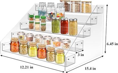 WUIVIUT Spice Rack Organizer For Cabinet, 3 in/Tier Acrylic Tiered Spice Shelf - Image 3
