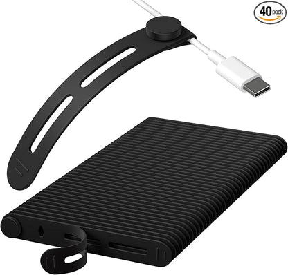 40Pcs Nearockle Reusable Cable Ties, Adjustable Silicone Cord Organizer Small by ELECTRONICSORGANIZATION