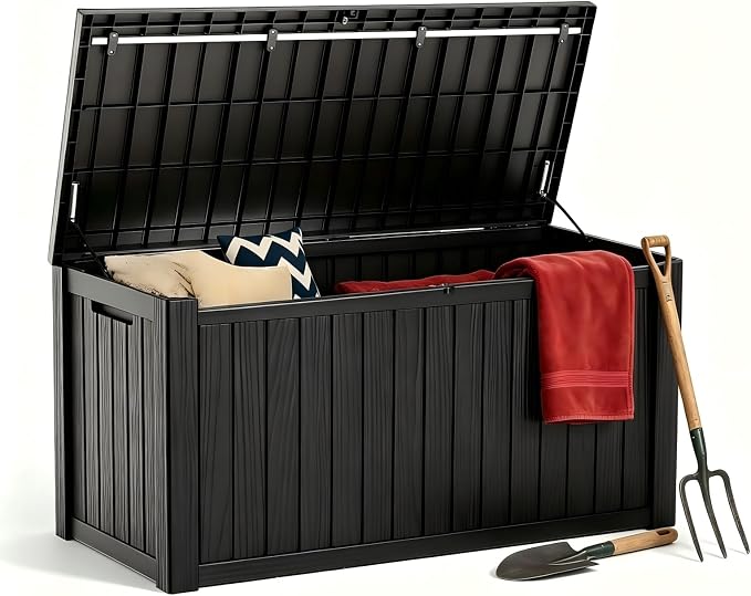 180 Gallon Outdoor Storage Box Waterproof, Large Resin Deck Box by ODUFO