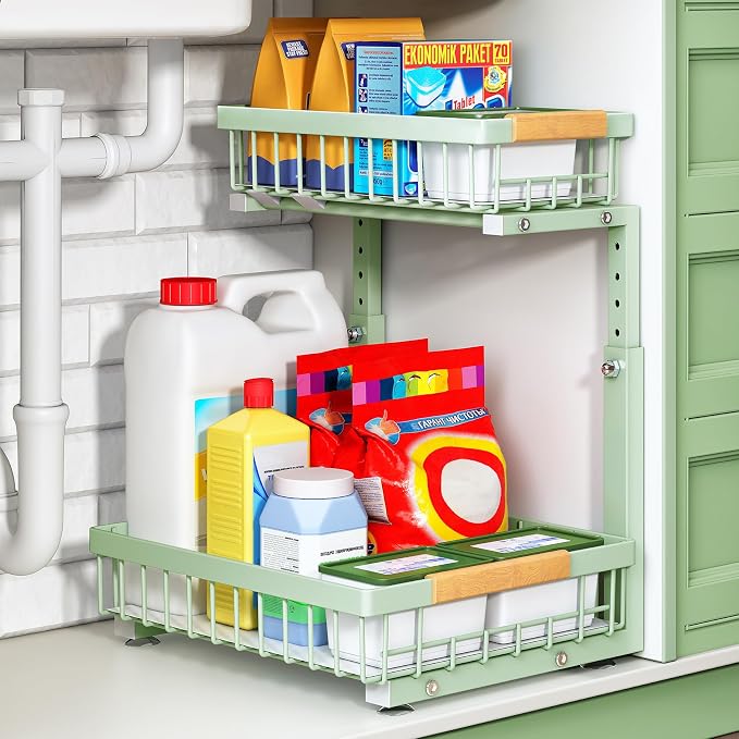 Kitstorack Under Sink Organizer, 2 Tier Under the Sink Storage, Slide out Pull by Kitstorack
