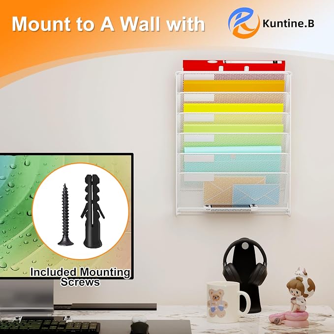 Kuntine.B Wall File Organizer Hanging Magazine Holder - Image 4