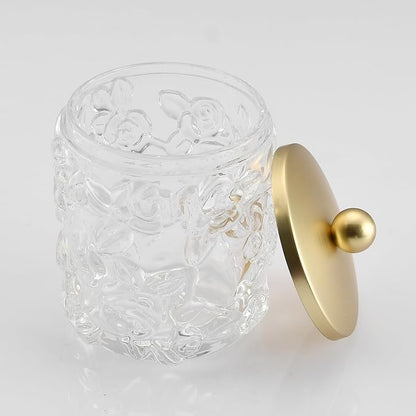 Clear Transparent Apothecary Floral Embossed Glass Jar - Image 3