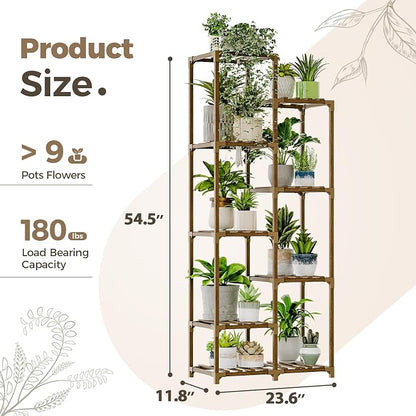 Bamworld Plant Stand Indoor Outdoor 9 Tier Tall Large Wood Plant Shelf Multi - Image 5