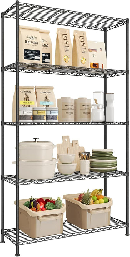 SONGMICS Storage Shelf, Metal Wire Shelving Unit, 5 Tier, Ink Black | by Unknown