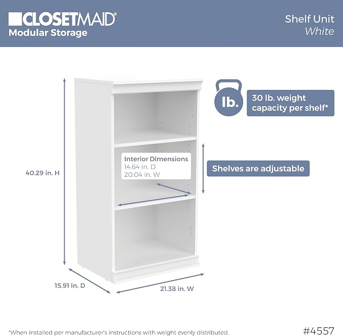 ClosetMaid Modular Storage 21.38-inch W 3-Shelf 4-Drawer Tower Wood Closet - Image 6