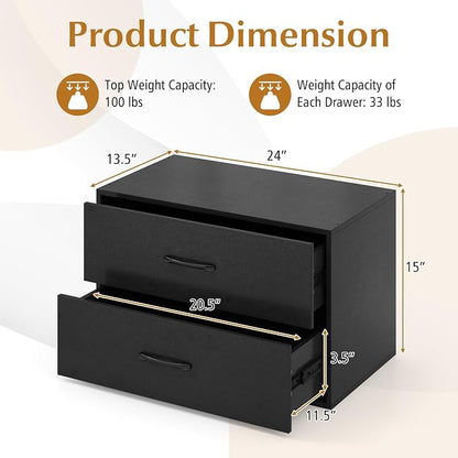 Giantex Stackable Drawers for Closet, 2-Drawer Short Dresser, Anti-Tipping - Image 3