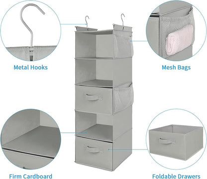 MAX Houser 5 Tier Shelf Hanging Closet Organizer, Cloth Hanging Shelf - Image 5