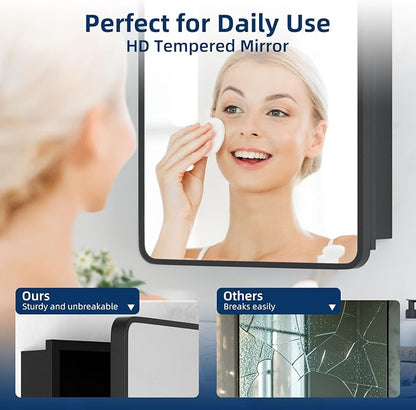 Bathroom Medicine Cabinet with Mirror 16 x 24 Inch, Mirrored Cabinets with 2 - Image 6