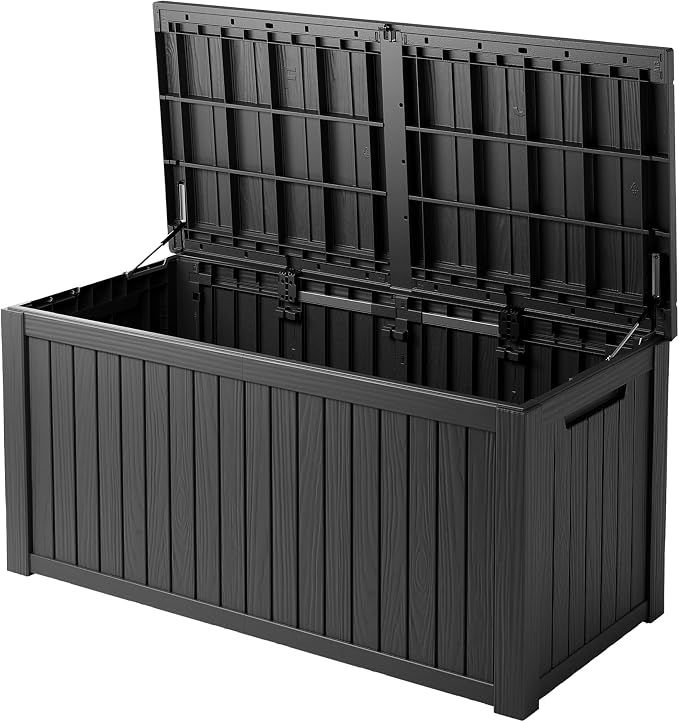 180 Gallon Resin Deck Box, Waterproof Outdoor Storage Box by Unknown