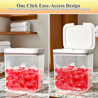 Gute Laundry Pod Holder with Lid - 67oz Sealed Automatic Pop-Up Dispenser - Image 4