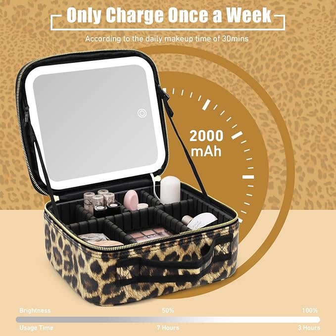 Makeup Bag with Light Up Mirror, Lighted Travel Makeup Organizer 3 Colors - Image 3
