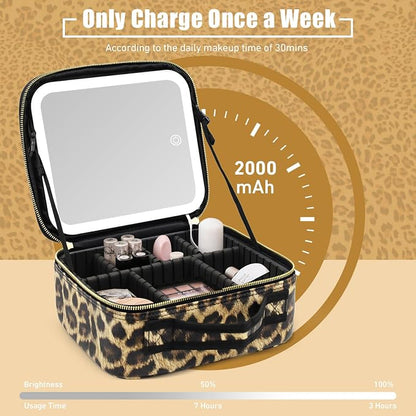 Makeup Bag with Light Up Mirror, Lighted Travel Makeup Organizer 3 Colors - Image 3