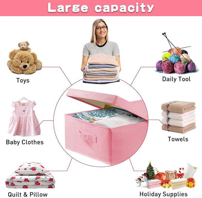 punemi Under Bed Storage With Lids, 2 Pack Pink Underbed Storage Bins Containers - Image 5