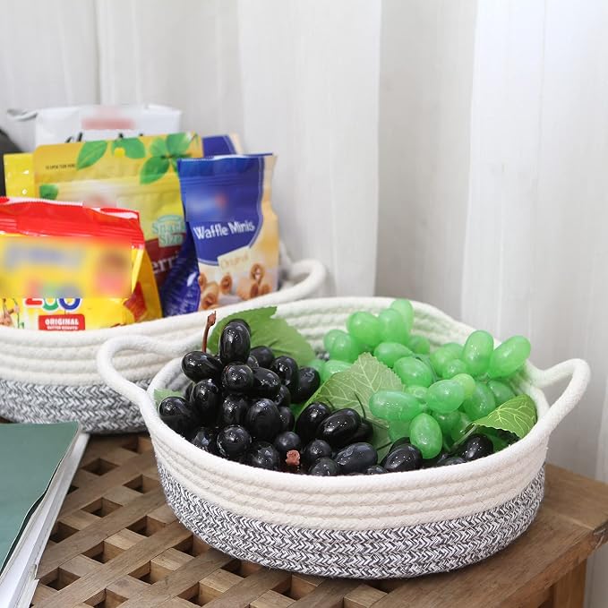 Sea Team 2-Pack Cotton Rope Baskets, 10 x 3 Inches Small Woven Storage Basket - Image 2