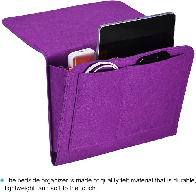 PATIKIL 11in Bedside Caddy, Bed Caddy Bedside Organizer Hanging Soft Felt 5 - Image 4