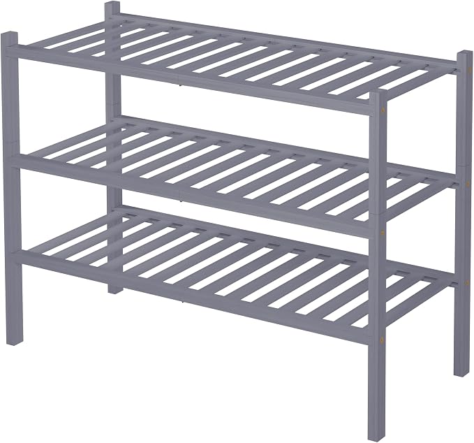 3 Tier Bamboo Shoe Rack for Closet Free Standing Wood Shoe Shelf Storage - Image 8