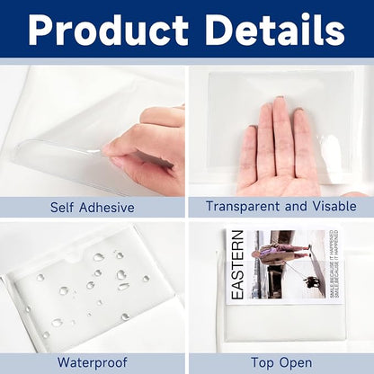 Mauproy 3" x 5" Adhesive Index Card Pockets, Plastic Pocket Sleeves - Image 3
