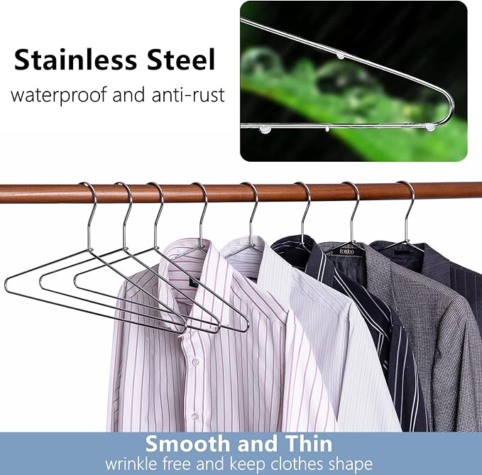Amber Home 20 Pack Heavy Duty Metal Coat Hangers, Suit & Pants - Image 5