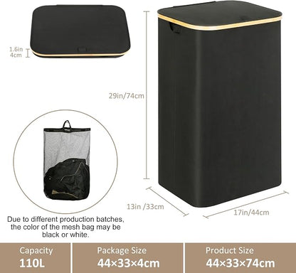 iEGrow Laundry Hamper with Lid, 110L Large Laundry Hamper with Handle and Lid - Image 2