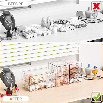 Yieach 8 Pack Clear Stackable Storage Drawers, Acrylic Drawer Organizer - Image 5