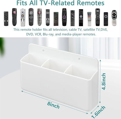 3 Slot Remote Control Holder, TV Remote Holder Wall Pen Storage Accessories - Image 2