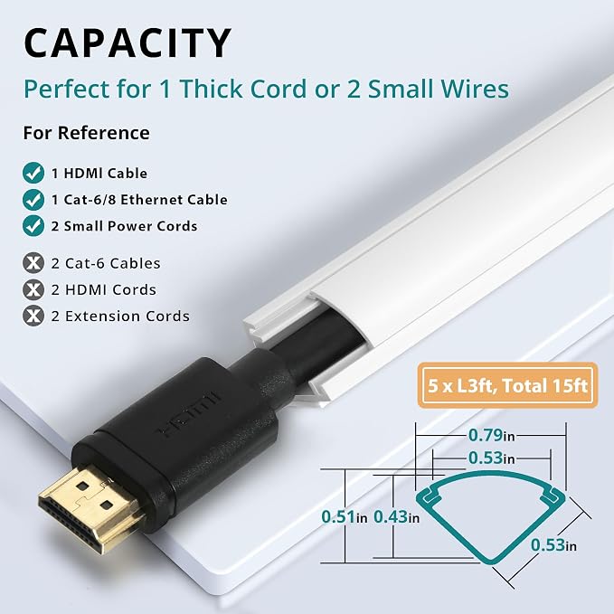 ZhiYo Corner Cable Hider for 1 Cord, Hide Wires on Wall Corner, Self-Adhesive - Image 2