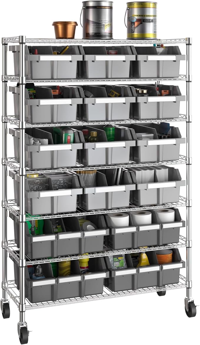 Seville Classics Heavy Duty NSF Bin Rack Solid Steel Wire Shelving Storage Unit - Image 2