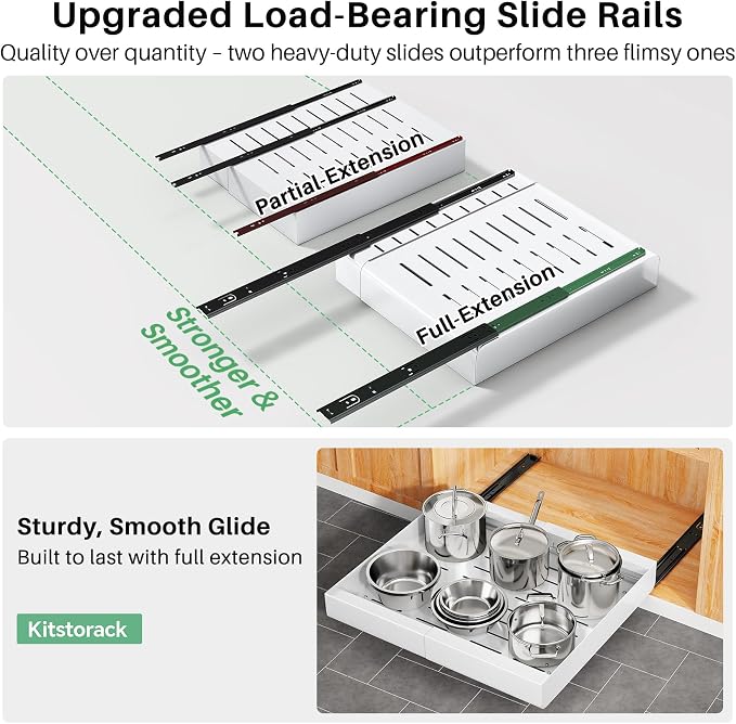 Kitstorack Pull out Cabinet Organizer, Expandable Heavy Duty Slide out Drawers - Image 5