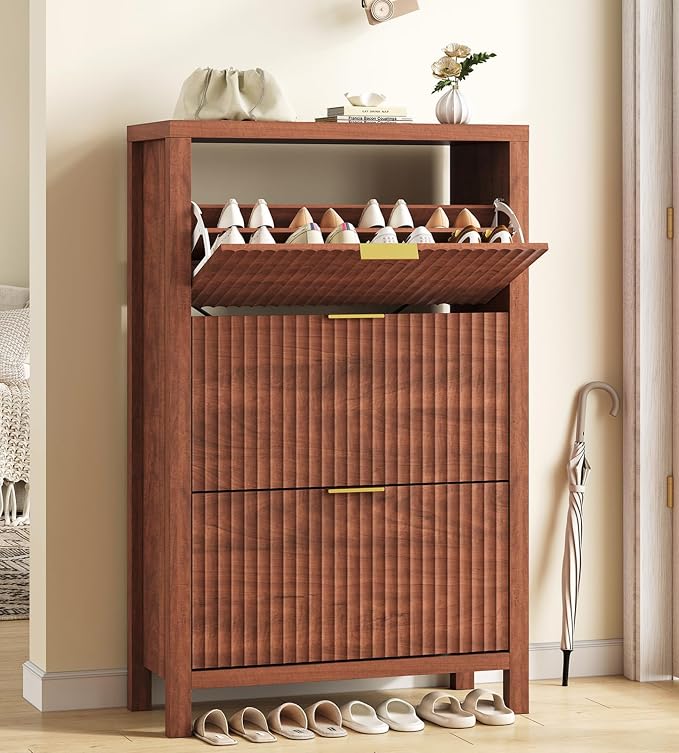 32" Fluted Shoe Cabinet Storage - Image 3